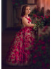 Fuchsia Floral Cross Back Flower Girl Dress